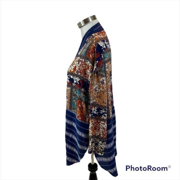 New with Tags En Crème Long Sleeved Mixed Print Short Kimono Size XS/S - Picture 10 of 12